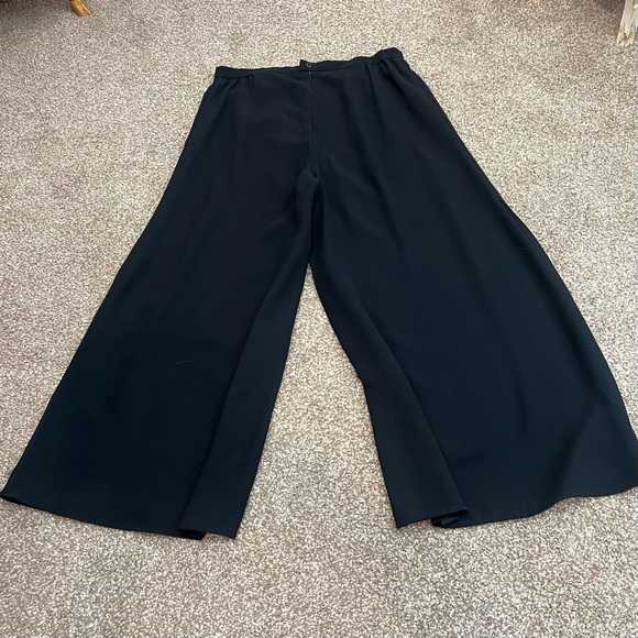 Drapers & Damons -Sz 16 Exquisite Black Crepe Wide-Leg Palazzo Pants Lux Fabric - Picture 11 of 13